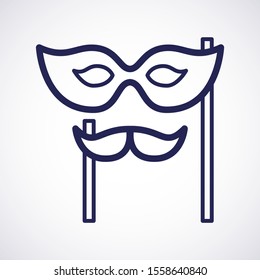 Carnival mask. Carnival festival vector design. Mustache mask. Vector art. Icon design. Line art icon. Holiday party celebration. Isolated symbol