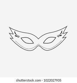 Carnival mask flat black outline design icon. Vector eps10 illustration.