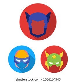 Carnival mask flat icons in set collection for design.Mask on the eyes and face vector symbol stock web illustration.