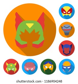 Carnival mask flat icons in set collection for design.Mask on the eyes and face vector symbol stock web illustration.