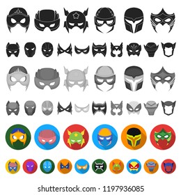 Carnival mask flat icons in set collection for design.Mask on the eyes and face vector symbol stock web illustration.
