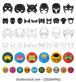 Carnival mask flat icons in set collection for design.Mask on the eyes and face vector symbol stock web illustration.