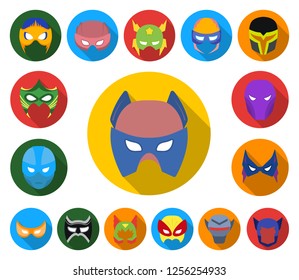 Carnival mask flat icons in set collection for design.Mask on the eyes and face vector symbol stock web illustration.