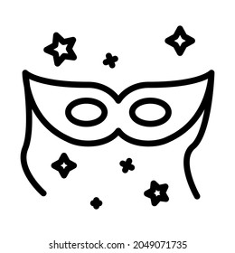 Carnival Mask flat line icon. Festive mask, Merry Christmas and Happy New Year symbol. Outline sign for mobile concept and web design, store.