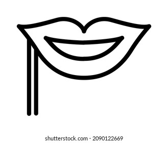 Carnival mask flat line icon. Costume for masquerade. Outline sign for mobile concept and web design, store.