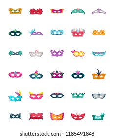 Carnival Mask Flat Vector Icons