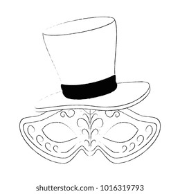 carnival mask with gentleman hat