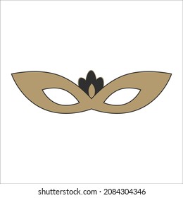 Carnival mask in gold color for the design in the clipart. Vector isolated image on a white background for use in festive design