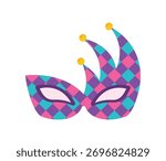 Carnival mask, Halloween mask, masquerade. Vector illustration of a costume element for Carnival or festival. Colored icon on a white background.