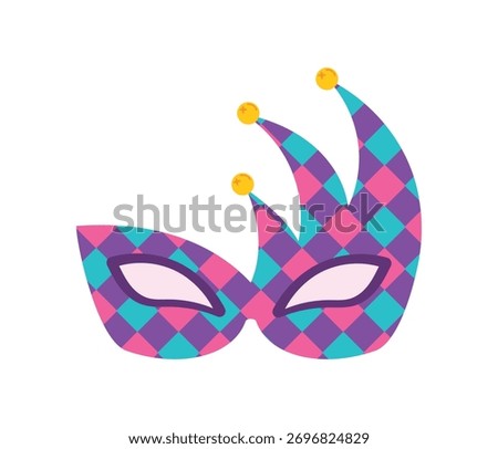 Carnival mask, Halloween mask, masquerade. Vector illustration of a costume element for Carnival or festival. Colored icon on a white background.