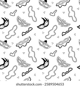 Carnival mask hand drawn seamless pattern