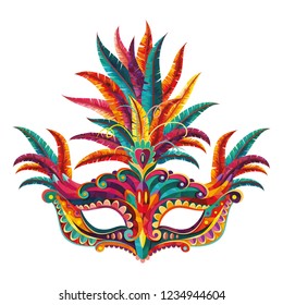 	
Carnival mask. Happy carnival festive concept with musical trumpet mask. Vector illustration