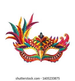 Carnival mask. Happy carnival festive concept with musical trumpet mask. Vector illustration