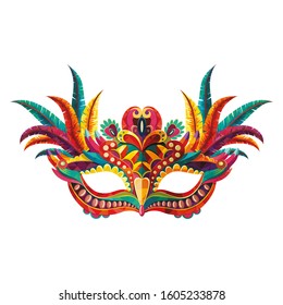 Carnival mask. Happy carnival festive concept with musical trumpet mask. Vector illustration