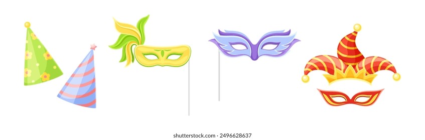 Carnival Mask and Head Accessory for Festive Party Celebration Vector Set