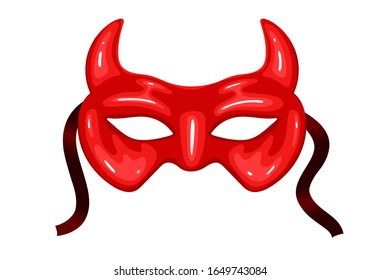 Carnival mask with horns isolated on a white background. Vector graphics.