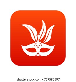 Carnival mask icon digital red for any design isolated on white vector illustration