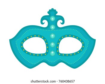 Carnival mask icon, flat, cartoon style. Masquerade, holiday party concept. Isolated on white background. Vector illustration