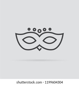Carnival mask icon in flat style isolated on grey background. For your design, logo. Vector illustration.