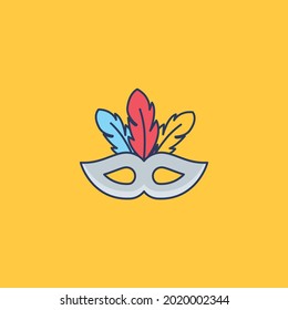 máscara de carnaval Icono aislado en fondo amarillo