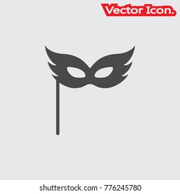 Carnival mask icon isolated sign symbol and flat style for app, web and digital design. Vector illustration.