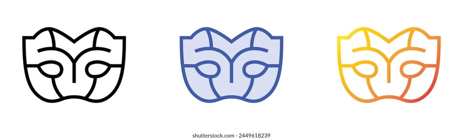 carnival mask icon. Linear, Blue Fill and Gradient Style Design Isolated On White Background