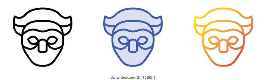 carnival mask icon. Linear, Blue Fill and Gradient Style Design Isolated On White Background