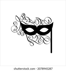 Carnival Mask Icon, Masquerade Mask Icon, Party Mask Vector Art Illustration