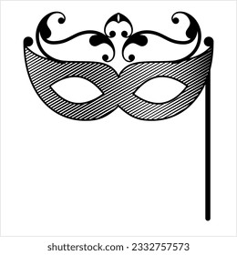 Carnival Mask Icon, Masquerade Mask Icon, Party Mask Vector Art Illustration