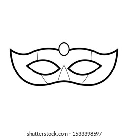 carnival mask icon over white background, black and white design. vector illustration