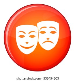 Carnival mask icon in red circle isolated on white background vector illustration