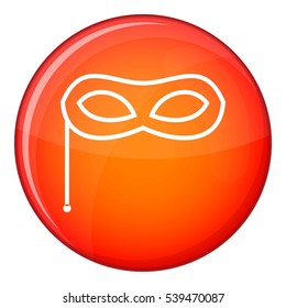 Carnival mask icon in red circle isolated on white background vector illustration