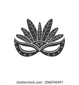 Carnival Mask Icon Silhouette Illustration. Masquerade Venice Vector Graphic Pictogram Symbol Clip Art. Doodle Sketch Black Sign.