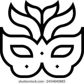 carnival mask icon. Thin linear style design isolated on white background