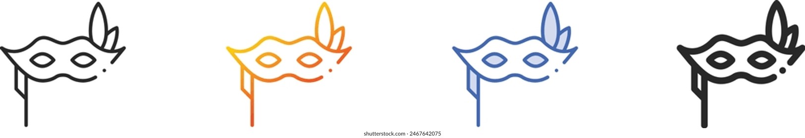 carnival mask icon.Thin Linear, Gradient, Blue Stroke and bold Style Design Isolated On White Background