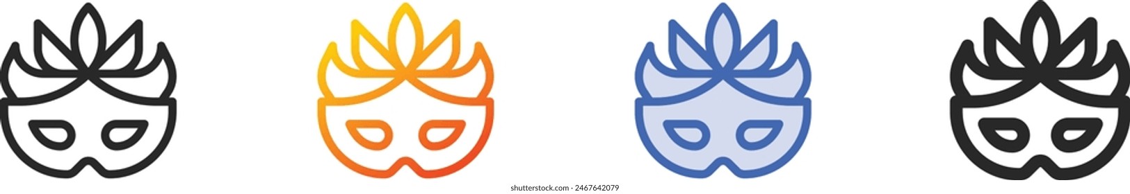 carnival mask icon.Thin Linear, Gradient, Blue Stroke and bold Style Design Isolated On White Background