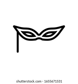 Carnival mask, incognito at the masquerade, linear style. Black icon on white background