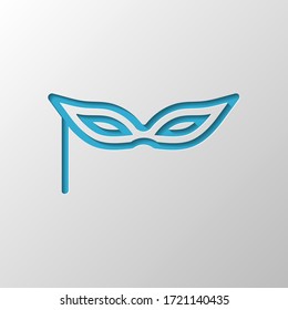 Carnival mask, incognito at the masquerade, linear style. Paper design. Cutted symbol with shadow