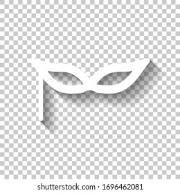 Carnival mask, incognito at the masquerade. White icon with shadow on transparent background