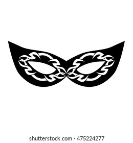 Carnival mask isolated black vector sketch on white background.