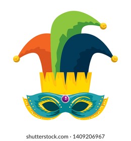 carnival mask with joker hat