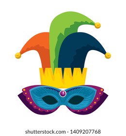carnival mask with joker hat
