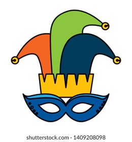 carnival mask with joker hat