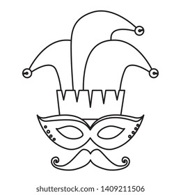 carnival mask with joker hat and mustache