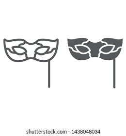 Carnival mask line and glyph icon, festival and masquerade, face mask sign, vector graphics, a linear pattern on a white background, eps 10.