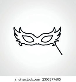 Carnival mask line icon, Masquerade mask web linear icon.