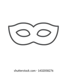 Carnival mask line icon. Minimalist icon isolated on white background. Mask simple silhouette. Web site page and mobile app design vector element.