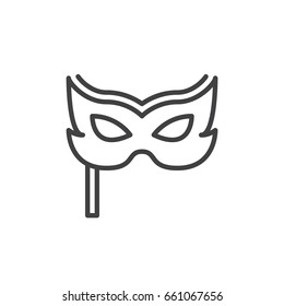 Carnival mask line icon, outline vector sign, linear style pictogram isolated on white. Masquerade symbol, logo illustration. Editable stroke. Pixel perfect