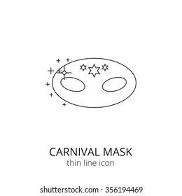 Carnival mask linear icon isolated on white background.