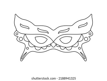 Carnival mask lineart vector illustration.  Disguise contour coloring page. Festival costume element. Holiday decoraion.